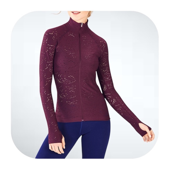 Fabletics XL burgundy luciana laser cut seamless jacket - Picture 1 of 8